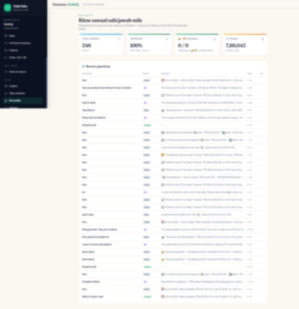 <b>Real questions, answered</b> — Hinglish queries with routing and accuracy tracking